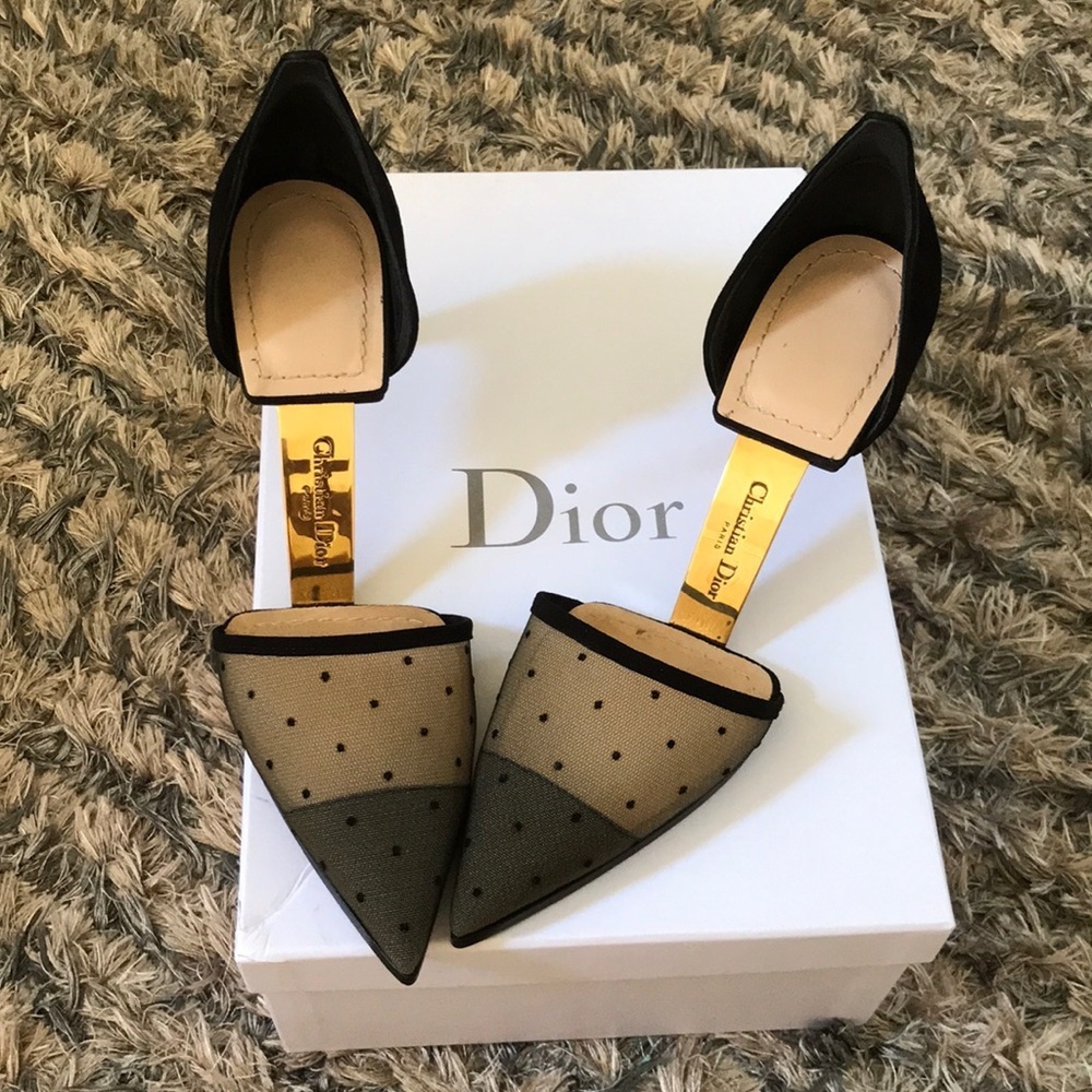 Dior Pump-D-Vision Heels, Gold Hardware with Christian Dior Engraved, Size 36 EU